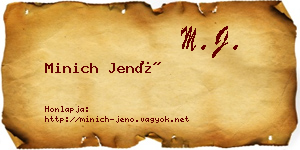 Minich Jenő névjegykártya